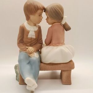 Young Love Figurine Boy & Girl on Bench Hand made in Spain